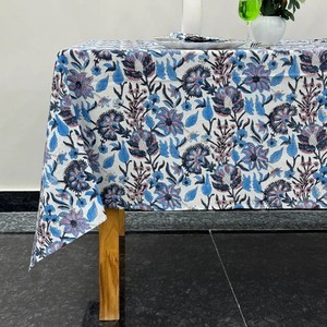 Handmade 100% Cotton Handblock Floral Printed <b>Rectangle</b> <b>Tablecloth</b> Eco-Friendly & Washable Customizable for Weddings & Events - Product Image 4