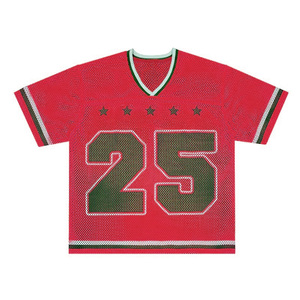 T-shirt Oversize Col V en Maille 100% Polyester Personnalisé avec Impression par Sublimation, Style Streetwear, Coupe Boxy, Maillot de Football avec Logo Brodé - Product Image 6
