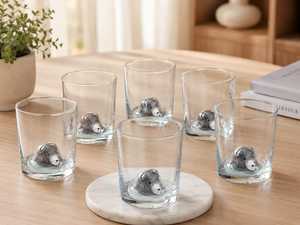 Verre à shot en verre borosilicate écologique à double paroi de 2 oz, fait main, de luxe, avec motif tête de mort, pour whisky - Product Image 2