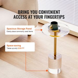 Tavolino da Caffè in Acrilico con Base Solida 11,9 x 11,9 Pollici, Altezza 21,4 Pollici, con Piano Trasparente - Product Image 4