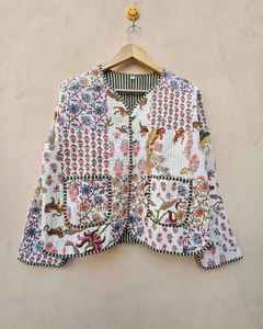 Wholesale Designer Reversible Cotton Jackets Indian Hand Block Print Kantha Jackets Patchwork <b>Quilted</b> <b>Floral</b> Autumn Jackets - Product Image 6