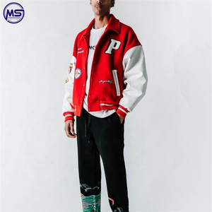 Blouson universitaire personnalisé pour homme, style streetwear hiver, broderie premium, OEM/ODM, 100% laine peignée, logo frontal - Product Image 6