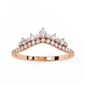 Anillo de Compromiso con Tiara Chapada en Oro Rosa de 18K con Diamante Cultivado en Laboratorio y 34 Piedras Laterales, Anillo de Boda de Lujo para Mujer - Product Image 1