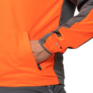 <b>Men's</b> Orange Gray Hooded Windproof Sport <b>Jacket</b> Zipper Closure Regular Fit Autumn Wear Polyester Shell - Product Image 5