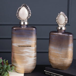 Vase à fleurs rond en verre transparent et pot décoratif fait main avec base dorée, vase à fleurs antique pour la décoration de table de mariage - Product Image 5