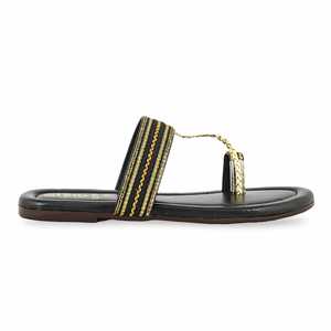 Negro Damas Casual Flat Chappal - Product Image 4
