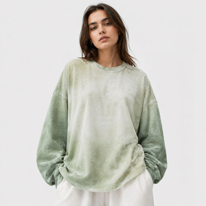 T-shirt ample vintage délavé pour femme, coupe oversize à épaules tombantes, col rond en coton épais, style streetwear - Product Image 3
