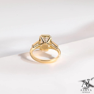 Platinum Plated Moissanite Engagement <b>Ring</b> Solitaire Bridal Band Geometric <b>Crown</b> Setting for Women Party Jewelry - Product Image 1