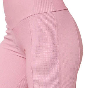 Leggings de sport pour femmes à taille haute, sans couture, respirants, antibactériens, séchage rapide, tricotés, couleur unie - Product Image 6