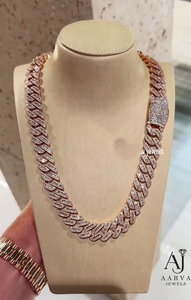 Collier chaîne cubaine hip-hop en moissanite plaqué or rose, bijoux épais et étincelants pour cadeau unisexe - Product Image 6