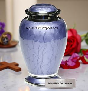 Urne funéraire en métal aluminium violet de style américain Couleurs personnalisées Cendres adultes Souvenir funéraire Prix de gros Bocaux funéraires - Product Image 1