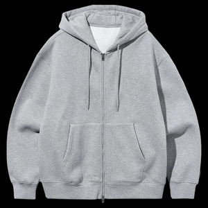 Sudadera con capucha unisex extragrande con cremallera, 100% algodón, forro grueso, estilo vintage, para invierno, streetwear, hombros caídos, efecto lavado, forro polar. - Product Image 1