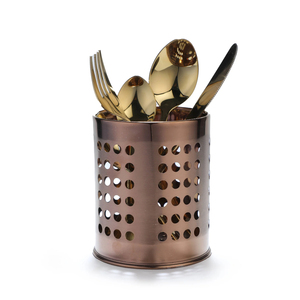 Luxury Minimalist Electroplated Golden Cutlery Stand Iron Art Decorative Spoon <b>Storage</b> Basket <b>Tabletop</b> Flatware Drainer Basket - Product Image 6