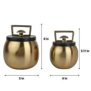 Tapa y asa para tazón negra y dorada de 4 pulgadas de diámetro, recipiente hermético de diseño minimalista para regalo. - Product Image 5