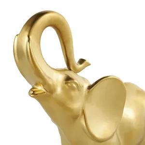 Figurine d'éléphant en laiton plaqué or, polie, décoration Feng Shui pour la maison, sculpture 3D - Product Image 2