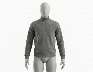 Men's Gray Knitted Zip-Up <b>Racer</b> <b>Jacket</b> Stand Collar Casual Breathable Autumn Wear Regular Fit - Product Image 1