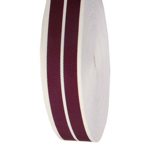 Ruban gros-grain rayé 1-1/2 pouce de large, bordeaux et blanc, garniture décorative artisanale en polyester tissé simple face - Product Image 2