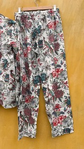 Indian Cotton Pajama Set: Floral Print Women's <b>PJs</b> - Product Image 3