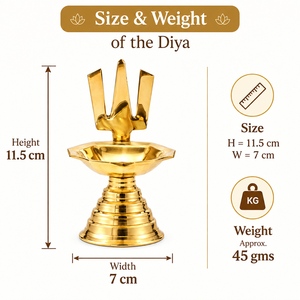 Support de Diya Trishul en laiton doré poli, accessoires spirituels pour temple, décoration traditionnelle indienne pour salle de Puja, support de lampe à huile - Product Image 5