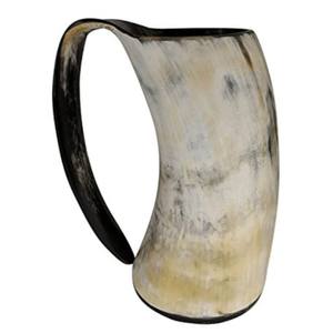 Mug en corne de bœuf authentique fait main, style Viking, pour bière et bière artisanale, finition alimentaire, cadeau pour homme, décoration intérieure - Product Image 1