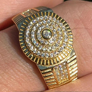 Lab Grown Diamond Round Halo Signet <b>Ring</b> for Men in Yellow <b>Gold</b> Iced Out Luxury Hip Hop Statement <b>Ring</b> Vintage <b>Cocktail</b> <b>ring</b> - Product Image 1