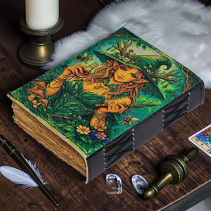Personalized Gothic Printed Leather Journal, Raven Girl Artwork Notebook Handmade Floral <b>Diary</b> Deckle Edge Paper, Christmas Gift - Product Image 5