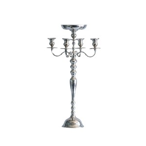 Grand chandelier en métal argenté avec centre de table en forme de bol à fleurs, décoration pour mariage, hôtel, maison - Product Image 1