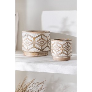 Handcrafted Ceramic Planters Natural Cream - Wholesale Decorative <b>Pots</b> India - Product Image 3