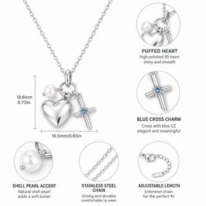 Collier avec pendentif en forme de cœur en acier inoxydable personnalisé avec breloque en perle pour commande OEM ODM de marque - Product Image 4