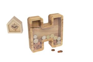 Handcrafted H Shape <b>Wooden</b> Money Bank Personalized Alphabet Letter Coin <b>Box</b> for Kids, Gifts, and Home Decor - Product Image 2