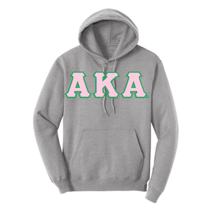 Sudadera con Capucha Bordada con las 3 Letras Griegas AKA, Gris, Gruesa, de Felpa, Mezcla de Algodón Suave, Informal, Unisex, para Invierno - Product Image 1