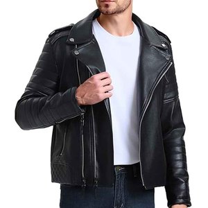 Men Genuine <b>Leather</b> Denim <b>Jacket</b> Biker Style <b>Winter</b> Fashion Sheep Fur Trim Breathable Custom Logo Wholesale OEM Supplier - Product Image 5