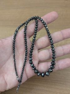 สร้อยคอเม็ดเพชรดำธรรมชาติทรงรอนเดลเหลี่ยมเพชรพลอย ขนาด 3 ถึง 8 มม. สำหรับทำเครื่องประดับ เกรด AAA ขายส่ง - Product Image 2