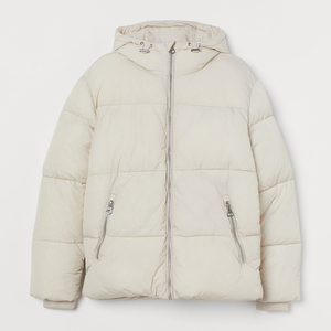 Blouson matelassé à capuche personnalisé couleur beige unisexe, hiver, décontracté, épais, rembourrage polyester, fermeture éclair, couleur unie, coupe classique 2026 - Product Image 3