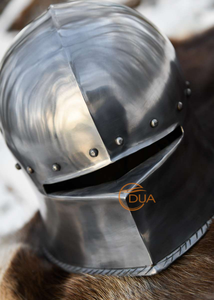 หมวกนักรบเยอรมันแท้-ชุดเกราะเหล็กแบบกอธิคศตวรรษที่ 15 เคลือบเงินขัดเงา-สำหรับการแสดงประวัติศาสตร์คริสต์มาส SCA - Product Image 6