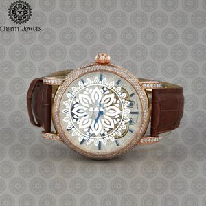 Montre mécanique de luxe pour homme Charm Jewells, boîtier en or rose, bracelet en acier inoxydable, cadran de 40 mm, cristal saphir, design ajouré, 10 bars - Product Image 1