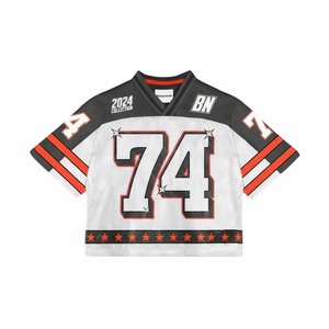 Maillot de football vintage personnalisé en maille, col en V oversize, manches trois-quarts, unisexe, streetwear, rétro, hip-hop, sport, OEM - Product Image 3