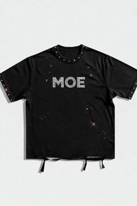 T-shirt de luxe personnalisé en strass noir 100% coton, chemises pour hommes scintillantes, col rond, streetwear d'été, tee-shirt en cristal brillant, design OEM - Product Image 3