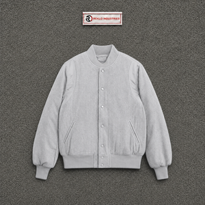 CLASSIC SILVER SNAP BUTTON VARSITY <b>JACKET</b> FOR <b>MENS</b> <b>LIGHTWEIGHT</b> WARM WINTER BOMBER RELAXED FIT CLASSIC COLLEGE WEAR LONG SLEEVE - Product Image 5
