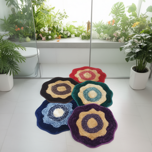 Alfombra de Baño Redonda Antideslizante de 2x2 Pies con Forma de Flor, Suave y Absorbente, de Poliéster y Tierra de Diatomeas para Baño, Hogar y Decoración de Hotel - Product Image 3