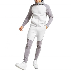 Chándal para hombre con cremallera completa para gimnasio, Sudadera con capucha y bolsillos superiores, conjunto liso de forro polar, cómodo chándal con logotipo personalizado para hombre, OEM - Product Image 1