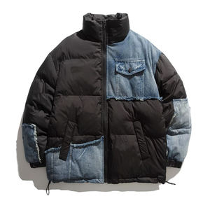 OEM Manufacturer Unisex Denim Puffer Jacket Windproof <b>Bubble</b> <b>Coat</b> Winter Windbreaker Custom Outwear - Product Image 1