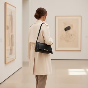 Sac bandoulière en cuir véritable pour femme, pochette légère, sac à main ouvert minimaliste, élégant et de haute qualité pour le quotidien - Product Image 6