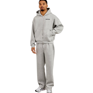 Conjunto Deportivo de Dos Piezas para Hombre con Sudadera con Capucha y Cremallera Completa, Bolsillos Delanteros, Pantalones de Pierna Recta con Cintura Elástica, Estilo Casual y Holgado - Product Image 1
