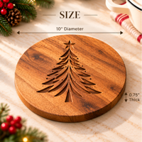 Sous-plats de Noël en bois de 10 pouces, rondes et rustiques, pour plats chauds, théières et casseroles, pour comptoir de cuisine, vente en gros