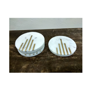 Sous-verres en marbre naturel au design moderne et écologique, accessoires de table durables et lavables - Product Image 1