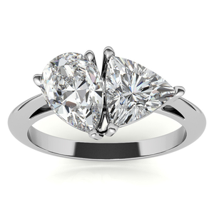 S925 plata 2CT D VS1 trillón y corte de pera anillo de diamante cultivado en laboratorio joyería de dos piedras chapada en oro personalizada para compromiso de boda - Product Image 1