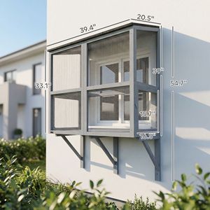 Recinto per Gatti da Esterno Grigio 100 cm con Tetto Impermeabile e Finestra, Cuccia per Gatti, Gabbia per Animali Domestici - Product Image 3