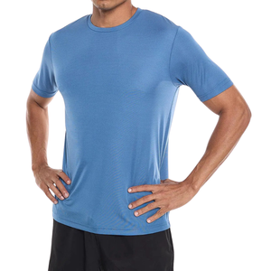 T-shirts de sport athlétiques à col rond 100% coton, pour la salle de sport, entraînement, sports d'action, coupe ajustée, manches courtes, séchage rapide, respirant, écologique, 180g - Product Image 1