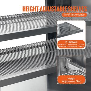 Vetrina Refrigerata Commerciale Grande da 18 Cu.Ft./505L a 2 Livelli con Illuminazione LED per Pasticceria, Congelatore e Frigorifero - Product Image 5